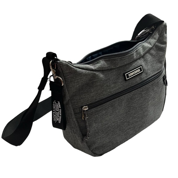 Converse Handbags - Converse grey & black adjustable strap crossbody canvas bag